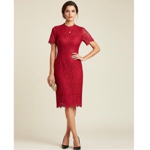 Lulu's Chic Crimson Lace Midi Dress